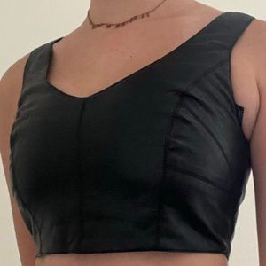Black Faux Leather Crop Top